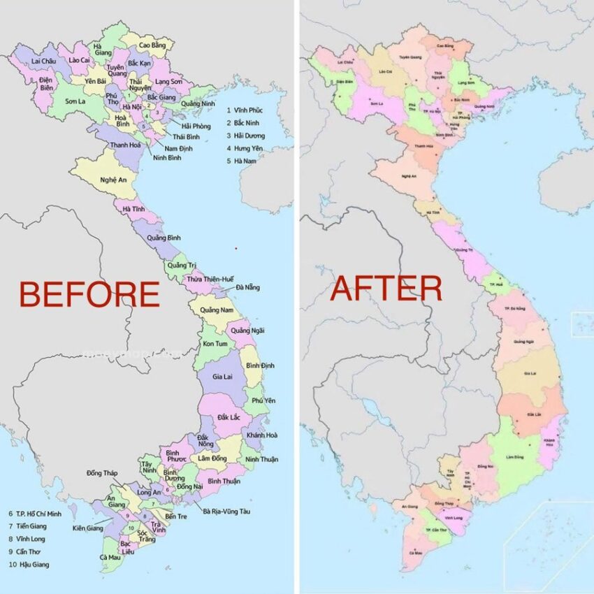 Bản đồ địa giới sau sát nhập