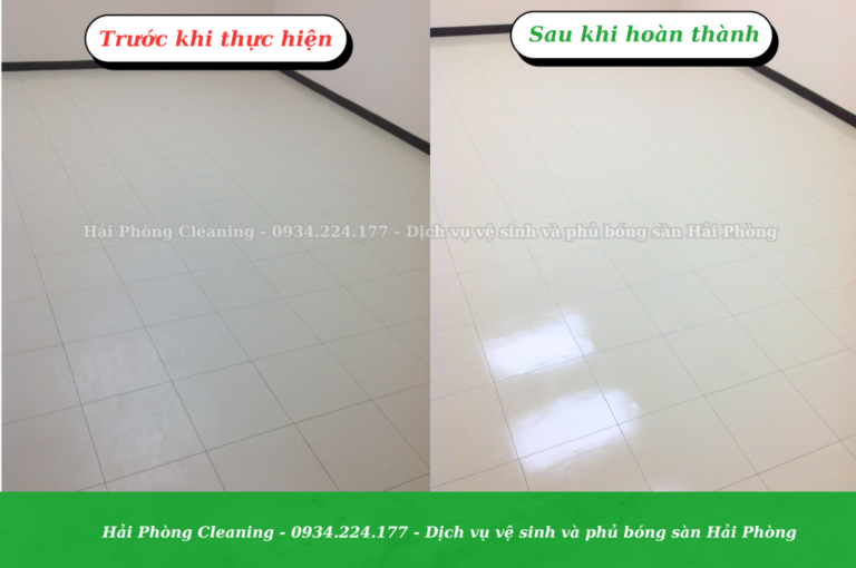 Kết quả sau khi phủ bóng sàn nhựa Vinyl
