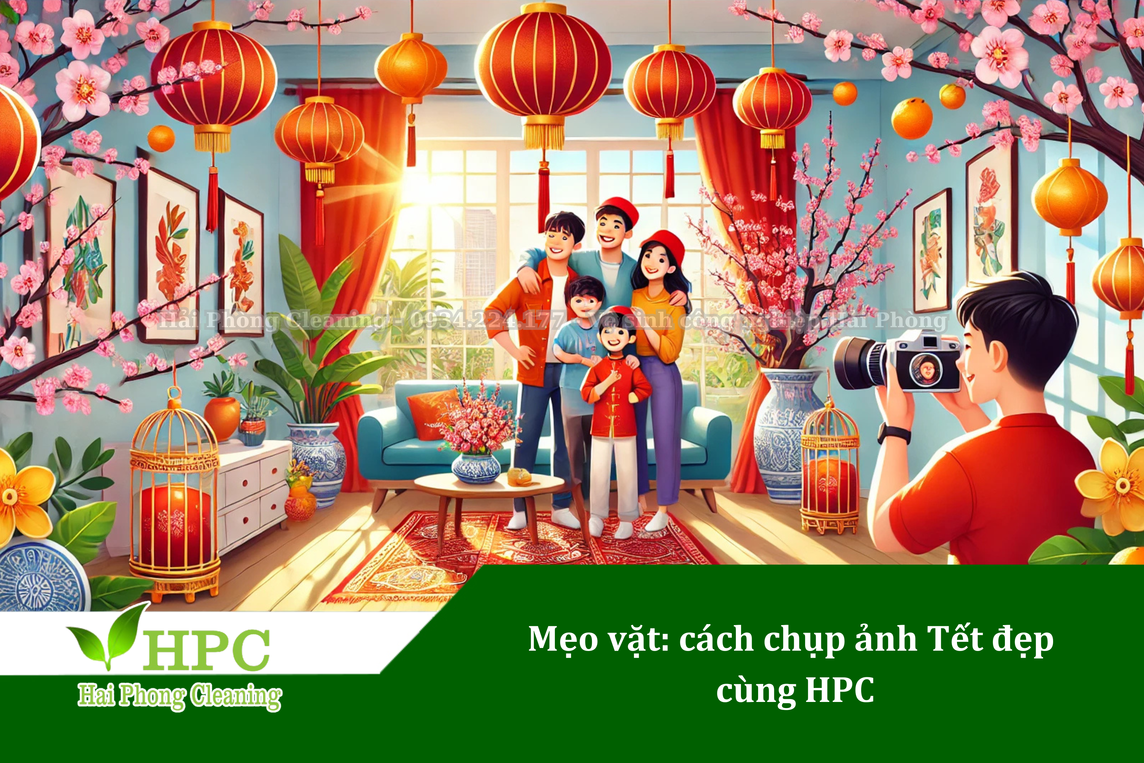 Cách chụp ảnh Tết đẹp gia đình là chọn màu sắc nổi bật